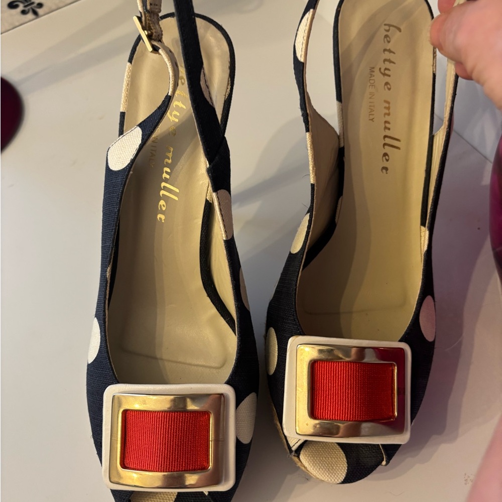 Bettye Muller Blue and Red Heels with Slingback Design